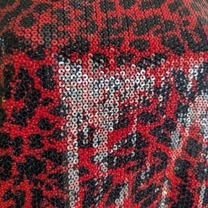DKNY red and black sequined animal print top or T-shirt dress